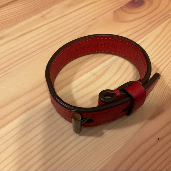 Reed Krakoff Leather T Pin Bracelet Red - Picture 2 of 4